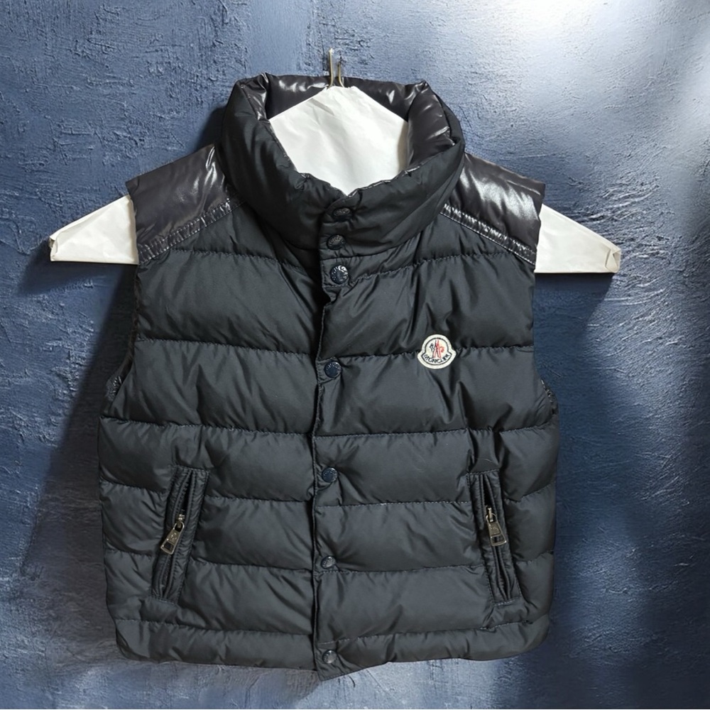 Moncler GILET CHEVAL QUILTED WAISTCOAT VEST Blue Black Unisex Dry Clean Sz 6